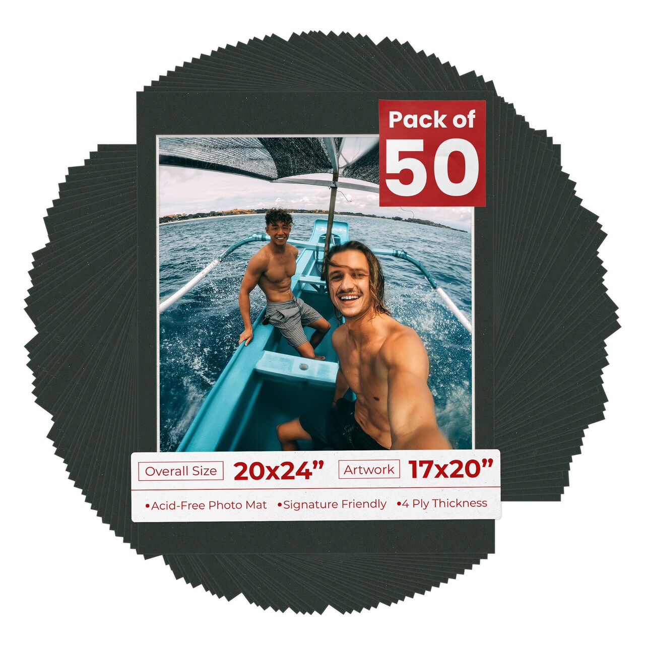 Textured Black Mat Board for 20x24 Frames - Fits 17x20 Photos